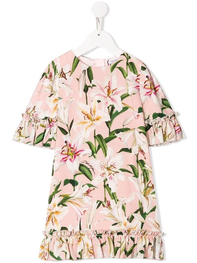 Shop Dolce & Gabbana Floral Print Dress In Pink