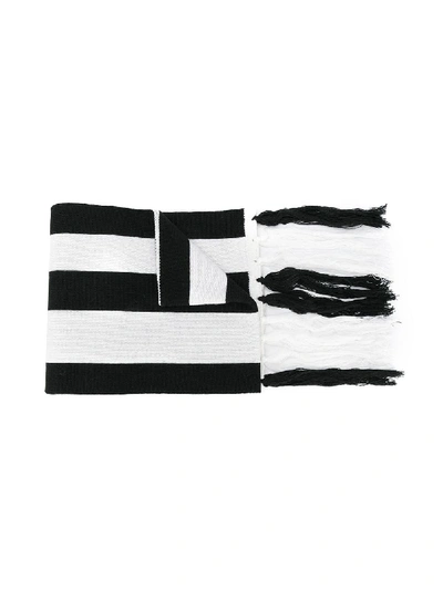 Shop Gcds Striped Tassel Scarf In Black