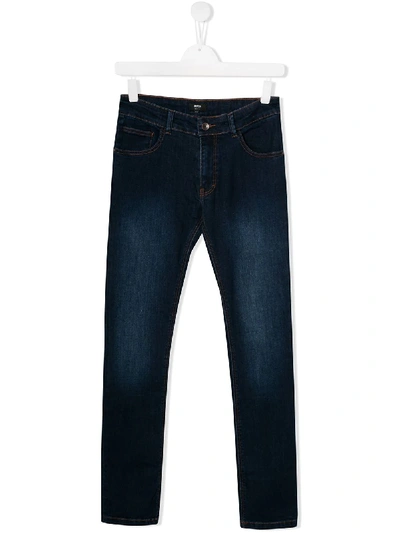 Shop Hugo Boss Teen Stonewash Jeans In Blue
