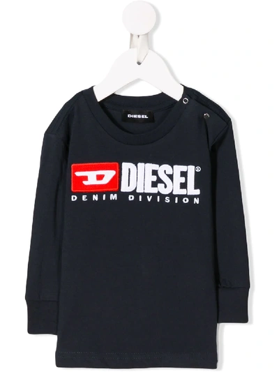 Shop Diesel Logo Sweatshirt In Blue