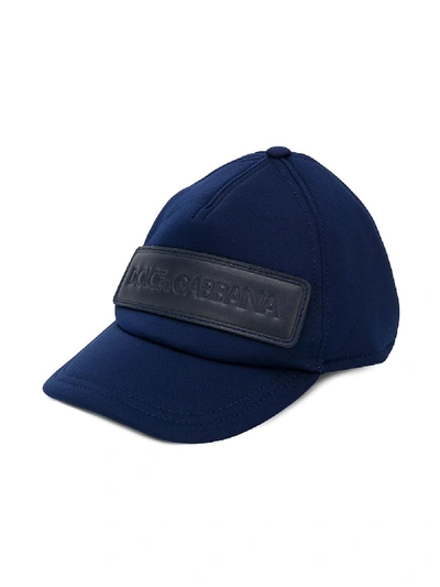 Shop Dolce & Gabbana Logo Patch Baseball Cap In Blue