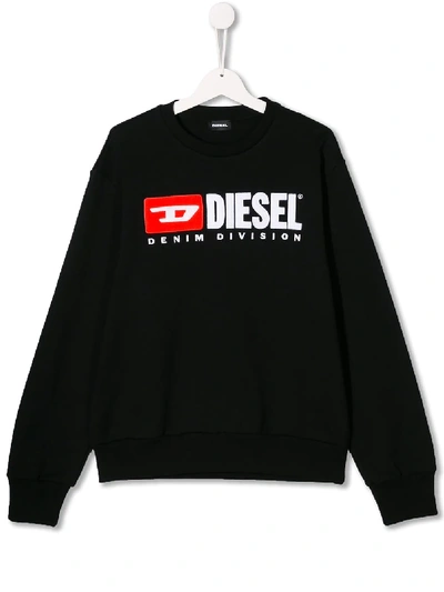 Shop Diesel Embroidered Logo Sweatshirt In Black