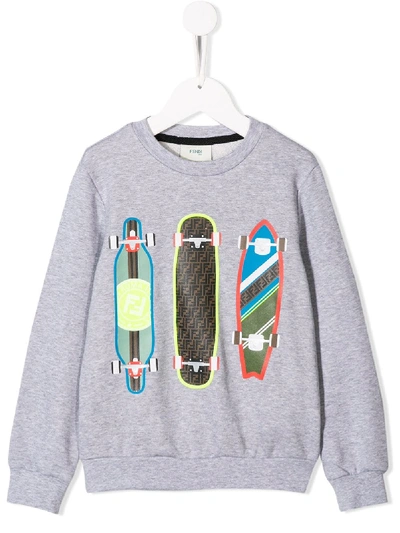 Shop Fendi Skateboard Print Sweatshirt In Grey