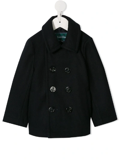 Shop Familiar Classic Double-breasted Coat In Blue