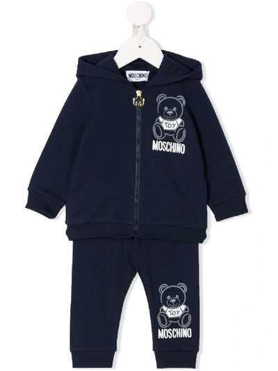 Shop Moschino Teddy Bear Print Tracksuit In Blue