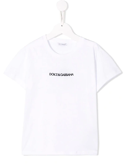 Shop Dolce & Gabbana Logo-embroidered Cotton T-shirt In White