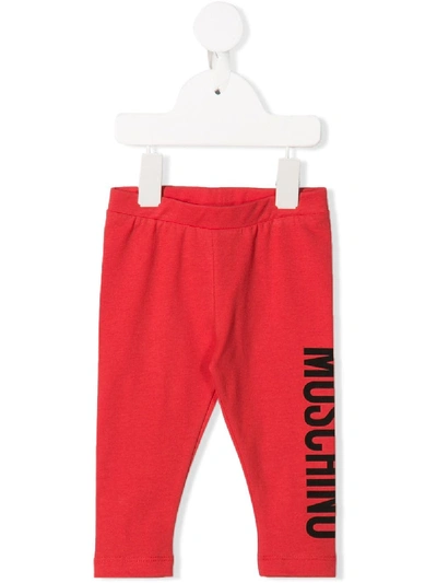 Shop Moschino Logo Print Leggings In Red
