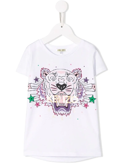 Shop Kenzo Tiger Logo Print T-shirt In White