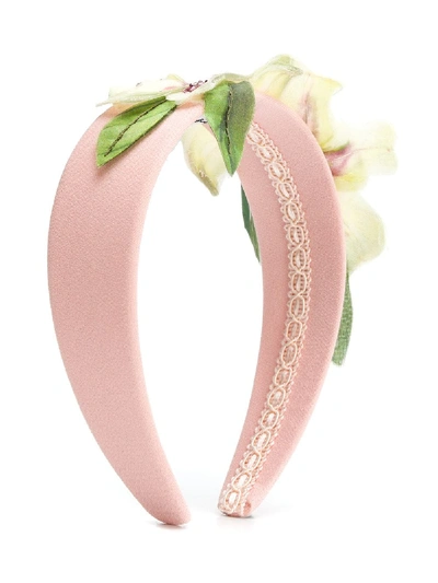 Shop Dolce & Gabbana Flower Appliqué Headband In Pink