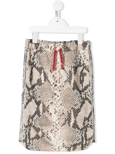 Shop Roberto Cavalli Junior Snakeskin Print Skirt In Neutrals