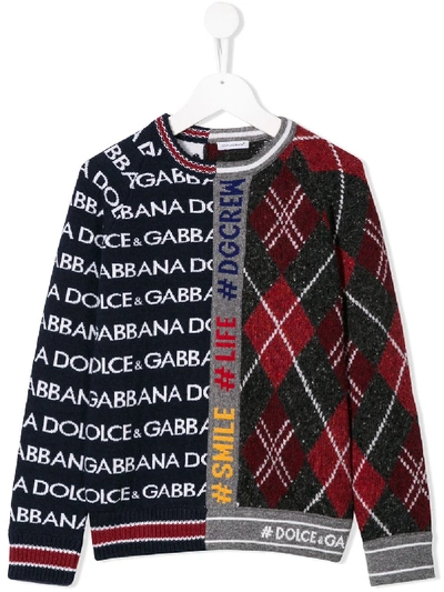 Shop Dolce & Gabbana Logo Knit Jumper In Blue