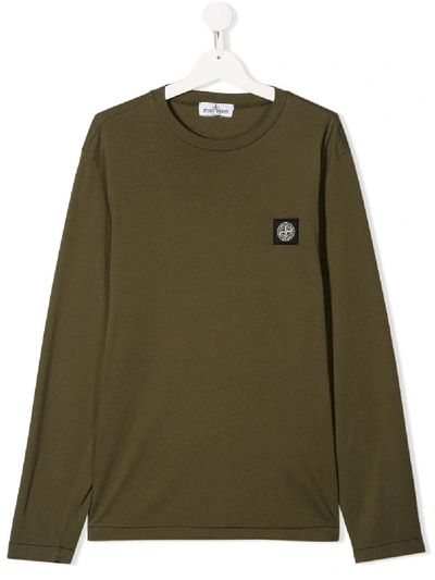 Shop Stone Island Junior Logo Patch T-shirt In Green