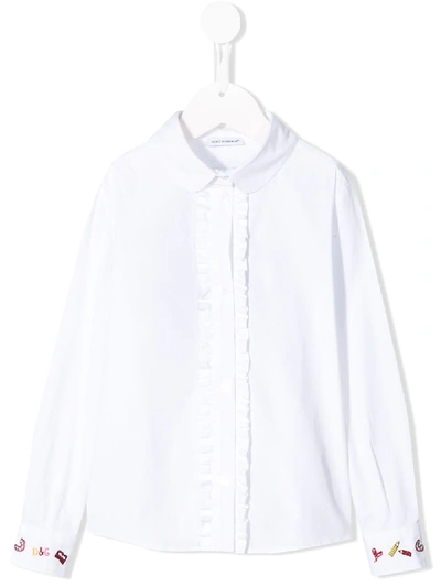 Shop Dolce & Gabbana Ruffle Trim Shirt In White