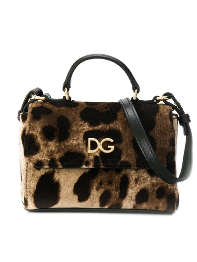Shop Dolce & Gabbana Leopard Print Shoulder Bag In Brown