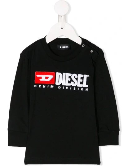 Diesel Long-sleeved Logo Print Jumper In Black