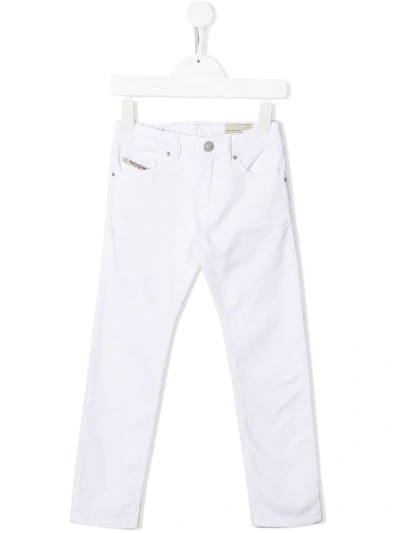 Shop Diesel Kids Slim-fit Jeans In White