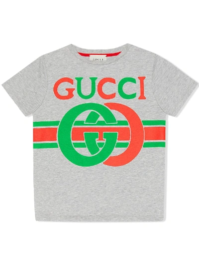 Gucci Boys Grey Kids Gg Insignia Logo-print Cotton T-shirt 4-10 Years 10  Years | ModeSens
