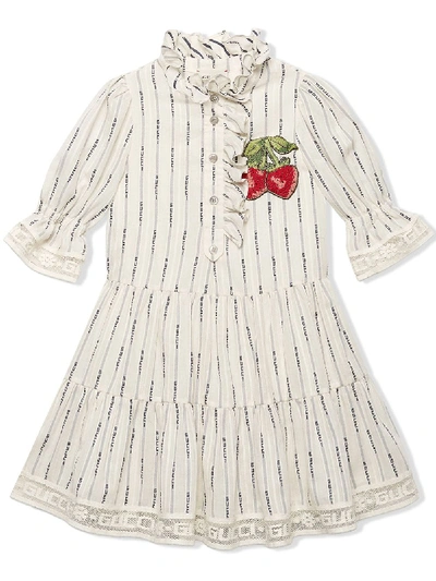 Shop Gucci Children's Jacquard Stripe Dress In White