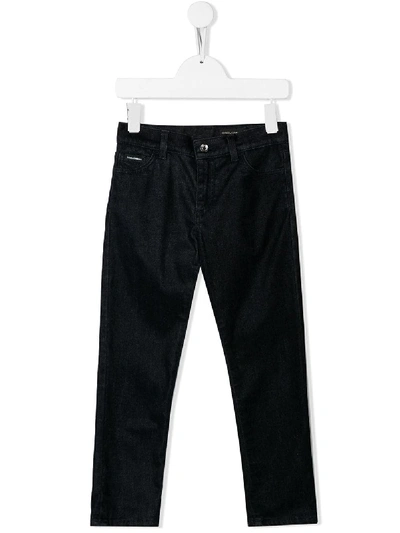 Shop Dolce & Gabbana Straight Leg Denim Jeans In Blue