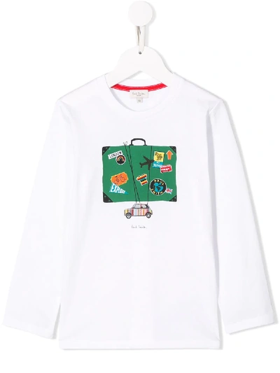 Paul Smith Junior Kids' Suitcase Print T-shirt In White | ModeSens