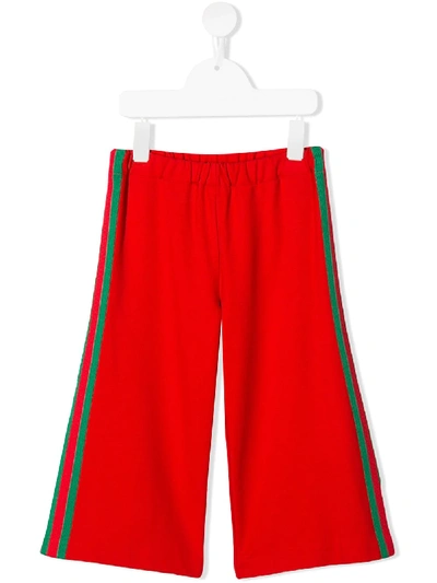 Shop Gucci Contrast Stripe Trousers In Red