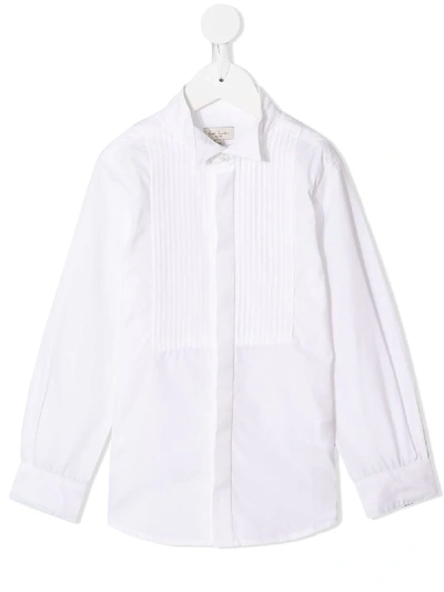 Paul Smith Junior Pleated Front Bib Shirt In White