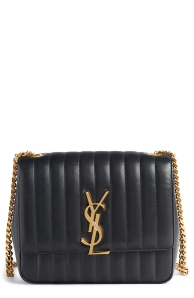 Shop Saint Laurent Large Vicky Leather Crossbody Bag - Black In Noir