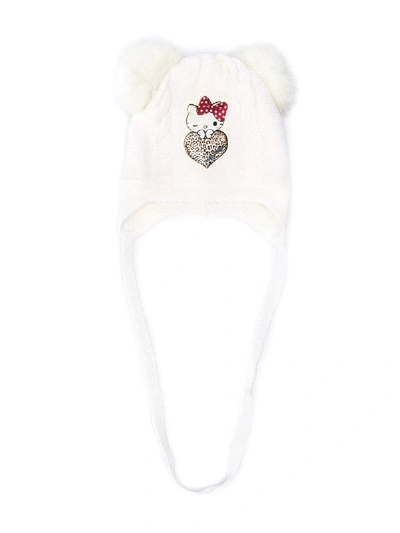 Shop Monnalisa Hello Kitty Puffball Hat In White