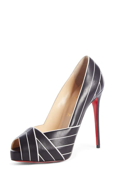 Shop Christian Louboutin Undessin Peep Toe Pump In Black/ White