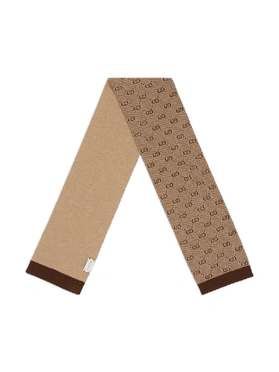 Shop Gucci Gg Knit Scarf In Neutrals