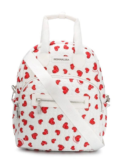 Shop Monnalisa Heart Pattern Backpack And Case Set In White