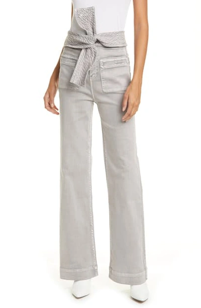Shop Ulla Johnson Wade Tie Waist Tapered Jeans In Ash