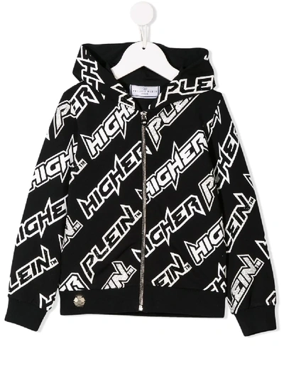 Shop Philipp Plein Junior Hooded Sweatjacket In Black