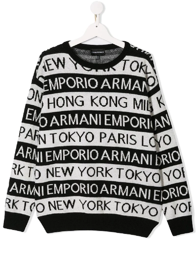 Shop Emporio Armani Logo Stripe Sweater In Black