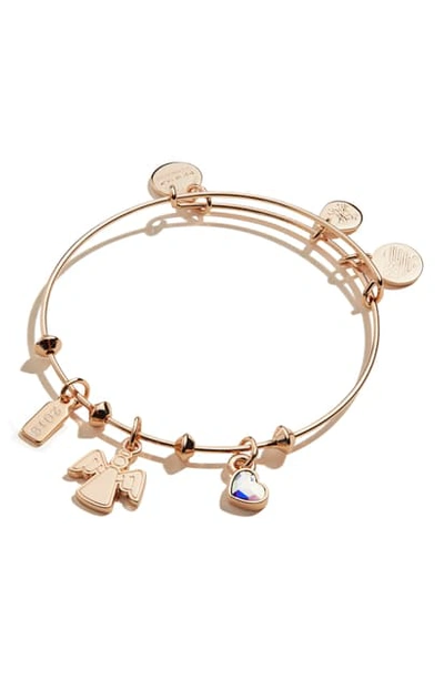 Shop Alex And Ani Tree Topper Angel Adjustable Wire Bangle In Shiny Rose Gold
