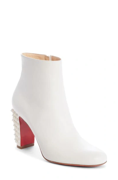 Shop Christian Louboutin Suzi Folk Spiked Bootie In White/ White