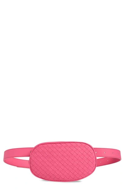 Shop Bottega Veneta Intrecciato Woven Leather Belt Bag In Neon/ Neon