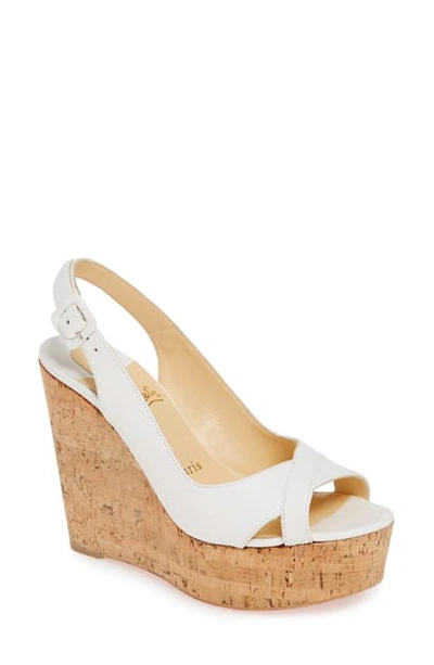 Shop Christian Louboutin Reine De Liege Platform Wedge Sandal In White