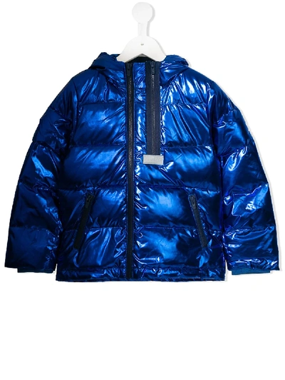 Shop Kenzo Metallic Puffer Jacket In Blue
