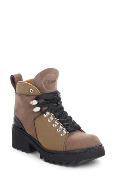 Shop Chloé Bella Hiking Boot In Military Green