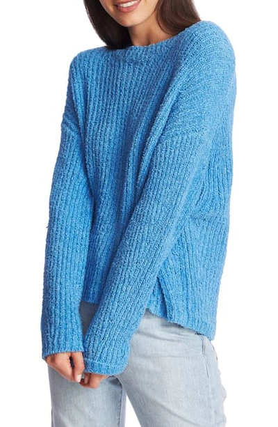 Shop 1.state Crewneck Terry Ribbed Sweater In Naples Blue