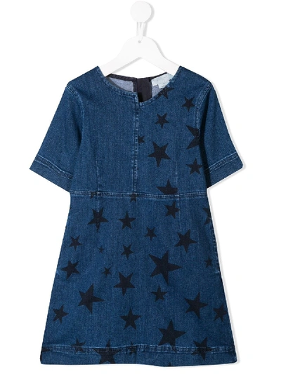 Shop Stella Mccartney Star Print Denim Dress In Blue