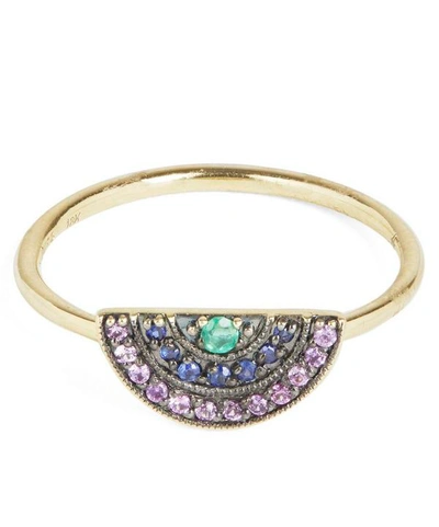 Shop Andrea Fohrman Gold Mini Multi-stone Rainbow Ring