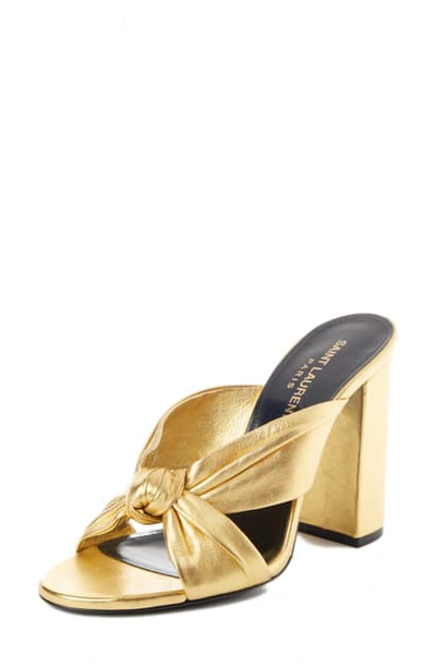 Shop Saint Laurent Loulou Tie Sandal In Gold