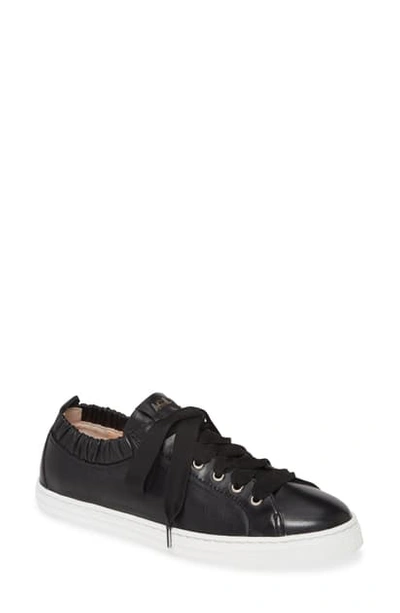 Shop Agl Attilio Giusti Leombruni Ruffle Top Lace-up Sneaker In Black Leather
