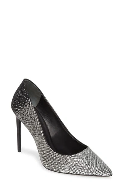 Shop Alice And Olivia Calliey Ombre Crystal Pointed Toe Pump In Black/ Multi