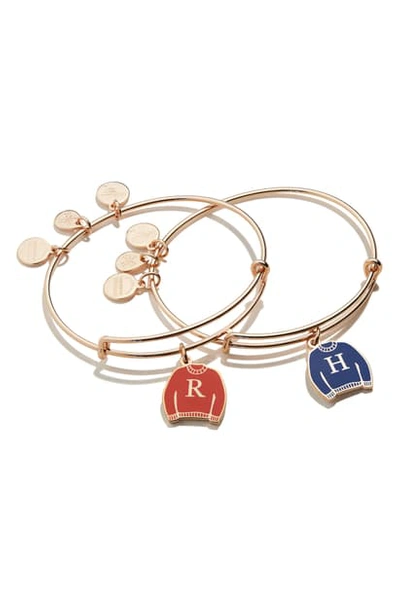 Shop Alex And Ani Pack Of 2 Harry Potter Best Friend Sweater Adjustable Wire Bangles In Shiny Rose Gold