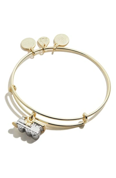 Shop Alex And Ani Train Adjustable Wire Bangle In Shiny Gold