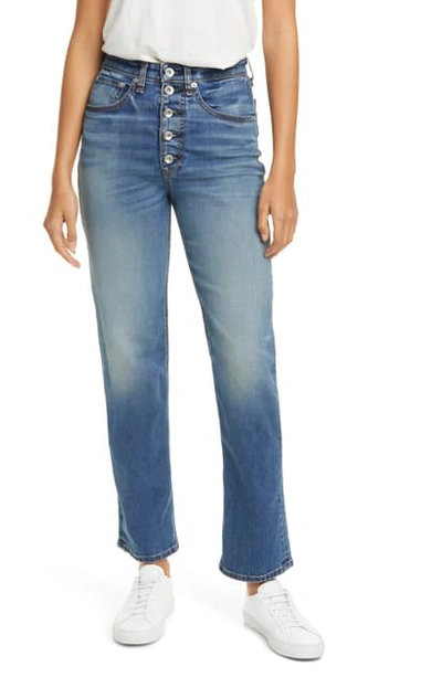 Shop Rag & Bone Jane Super High Waist Exposed Button Fly Cigarette Jeans In Brees