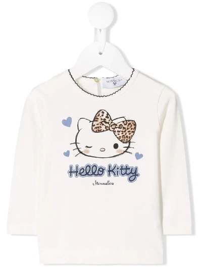 Shop Monnalisa Hello Kitty Long-sleeved T-shirt In Neutrals
